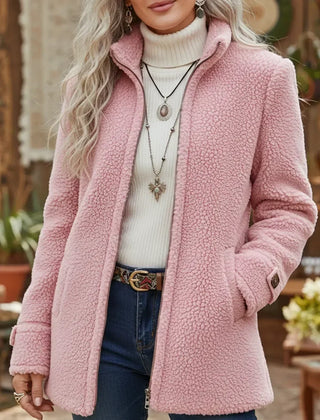 Carissa - Full-Zip Lambswool-Feel Stand Collar Jacket
