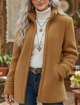 Carissa - Full-Zip Lambswool-Feel Stand Collar Jacket