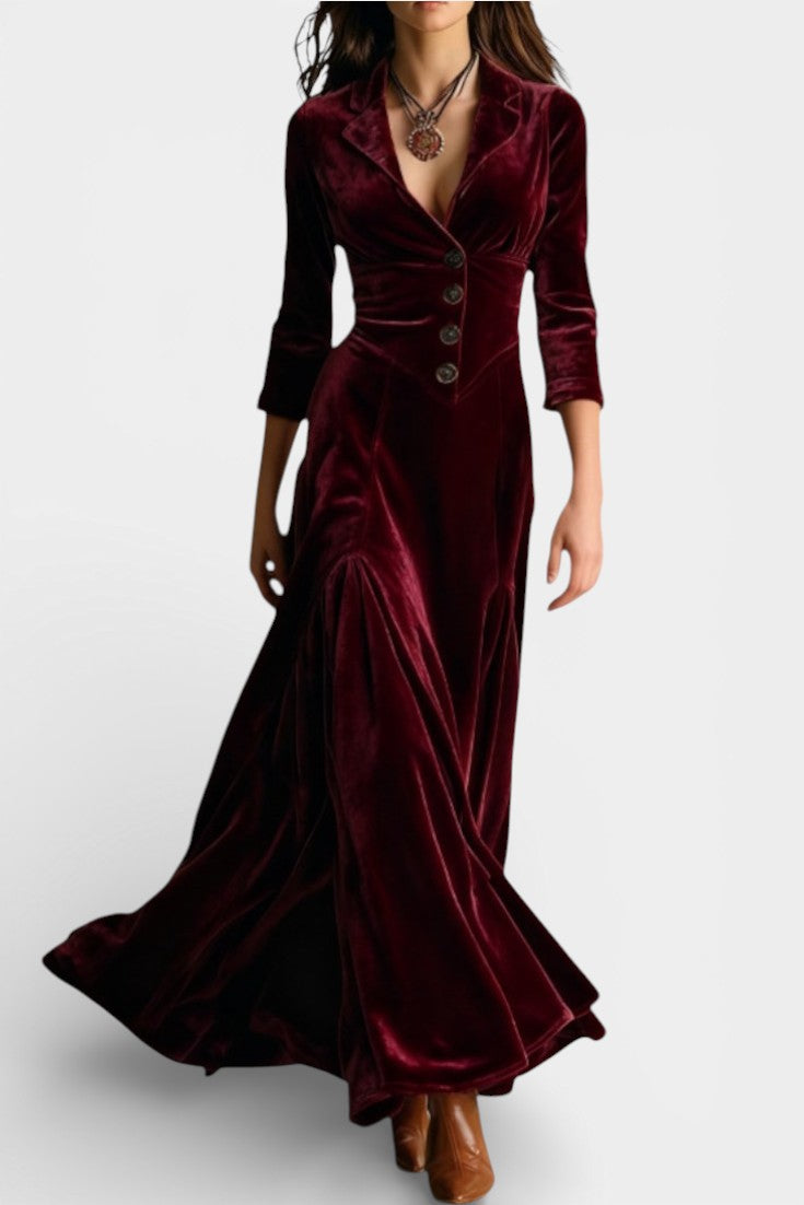 Camelia Long Velvet Blazer Style Dress