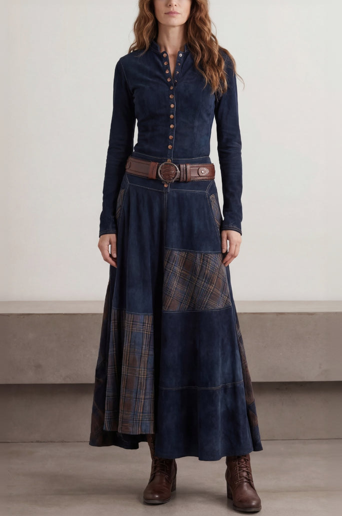 Elegant Long Vintage Checkered Marlis Dress
