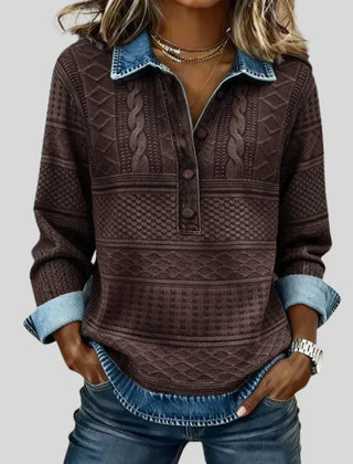 Azalea - Vintage Cable Knit Collared Jumper