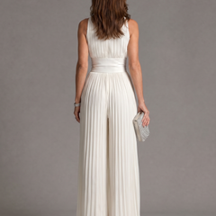 Zaria | Pleated Halter Neck Wide Leg Jumpsuit